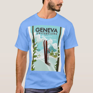 T-shirt Affiche de ski Genève Suisse