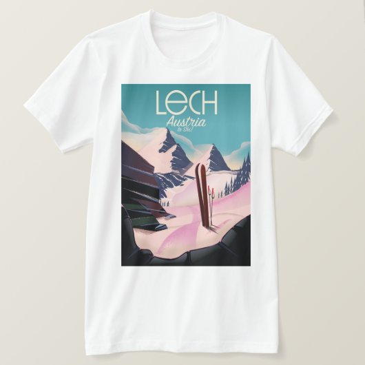 T-shirt Affiche de ski Lech Autriche. (Design devant)