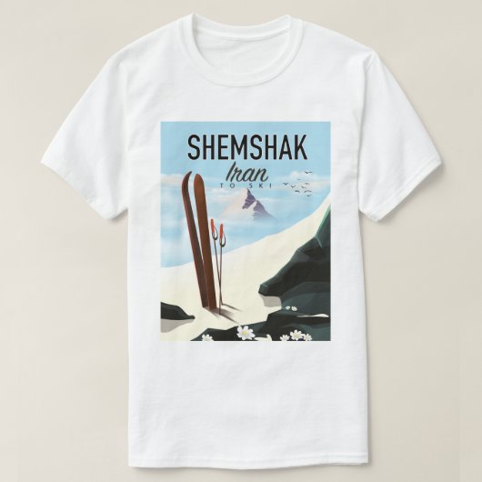 T-shirt Affiche de ski Shemshak Iran. (Design devant)