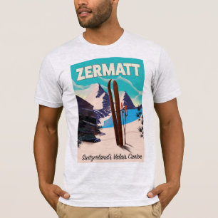 T-shirt Affiche de vacances de Zermatt Ski