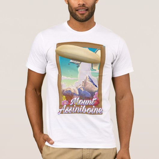 T-shirt Affiche de vacances du dirigeable du mont Assinibo (Devant)