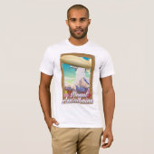 T-shirt Affiche de vacances du dirigeable du mont Assinibo (Devant entier)