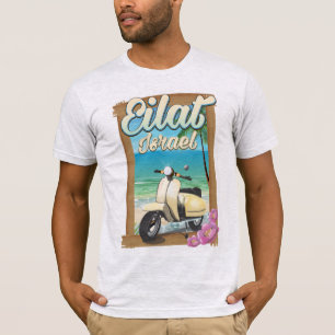 T-shirt Affiche de voyage à Eilat Beach Israël scooter