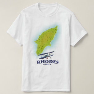 T-shirt Affiche de voyage carte de l'île de Rhodes, Grèce.