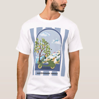 T-shirt Affiche de voyage côtière de scooter d'été méditer