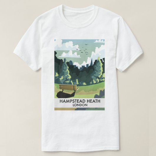 T-shirt Affiche de voyage de Hampstead Heath à Londres. (Design devant)