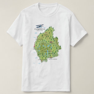 T-shirt Affiche de voyage de la carte Cumbria England Map.