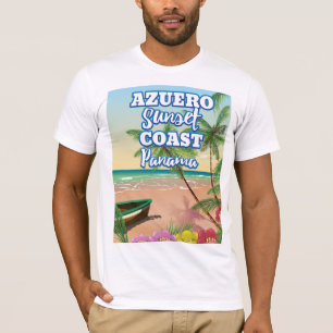 T-shirt Affiche de voyage de la côte du coucher de soleil