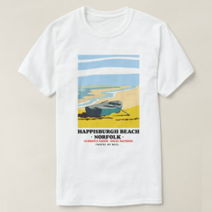 T-shirt Affiche de voyage de la plage de Happisburgh Norfo