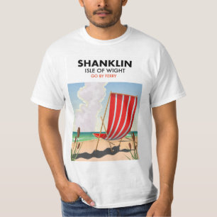 T-shirt Affiche de voyage de la plage de Shanklin île de W