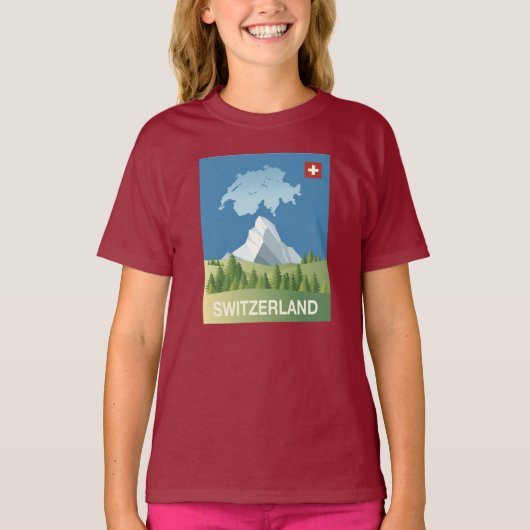T-shirt Affiche de voyage de la Suisse (Devant)