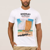 T-shirt Affiche de voyage de plage Shotley suffolée (Devant)
