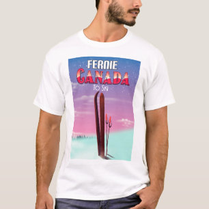 T-shirt Affiche de voyage de ski à Fernie Canada.