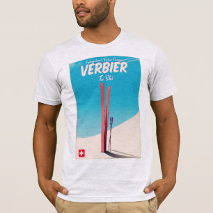 T-shirt Affiche de voyage de ski vintage Verbier, Suisse.
