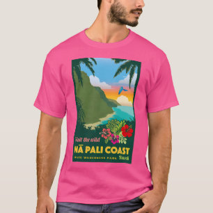 T-shirt Affiche de voyage de style vintage Napali Coast