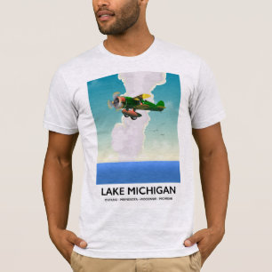 T-shirt Affiche de voyage de vol sur le lac Michigan