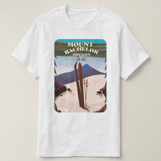 T-shirt Affiche de voyage du Mont Bachelor Oregon (Design devant)