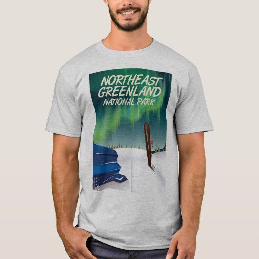 T-shirt Affiche de voyage du nord-est du Groenland (Devant)