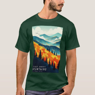 T-shirt affiche de voyage du parc national des Great Smoky