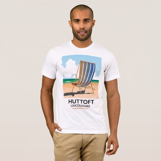 T-shirt Affiche de voyage en bord de mer de Huttoft. (Devant entier)
