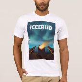 T-shirt Affiche de voyage en Islande aurore boréale (Devant)