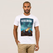 T-shirt Affiche de voyage en Islande aurore boréale (Devant entier)