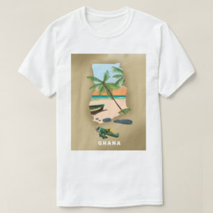 T-shirt Affiche de voyage illustrée de la carte du Ghana.