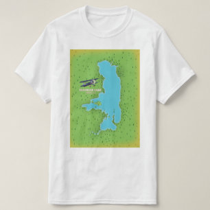 T-shirt Affiche de voyage sur la carte du lac Flathead Mon
