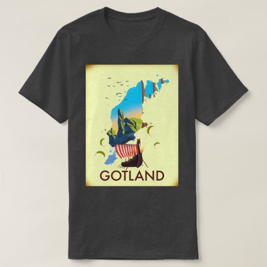 T-shirt Affiche de voyage sur l'île suédoise de Gotland (Design devant)