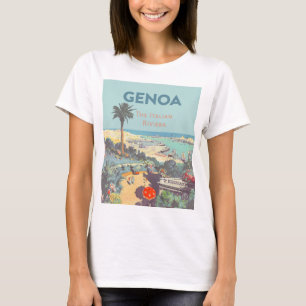 T-shirt Affiche de voyage vintage de Gênes, Riviera italie