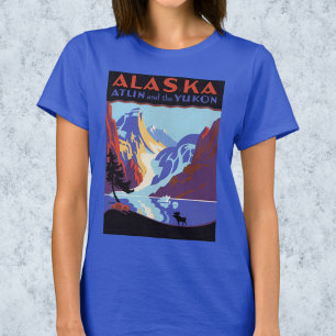 T-shirt Affiche de voyage vintage de l'Alaska, Atlin et le