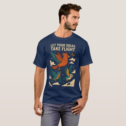 T-shirt Affiche d'oiseaux créatifs (Devant entier)