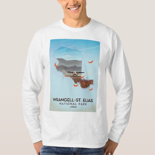 T-shirt Affiche du parc national Wrangell-St. Elias en Ala (Devant)