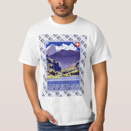 T-shirt Affiche ferroviaire suisse vintage Lucerne (Devant)
