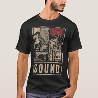 T-shirt Affiche graphique du paysage urbain sonore | Retro