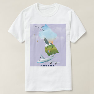 T-shirt affiche illustrée de la carte au Guyana