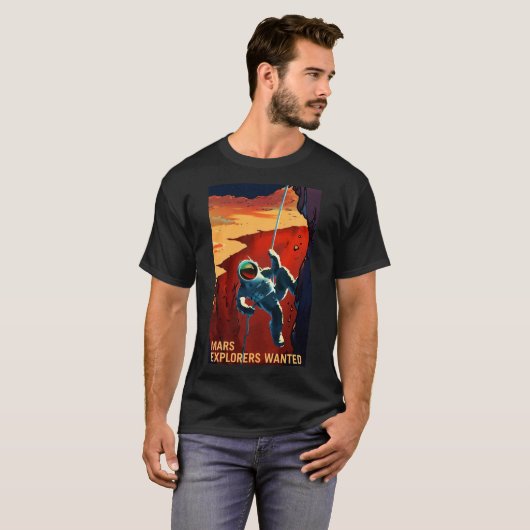 T-shirt Affiche Recherchée des explorateurs de Mars (Devant entier)