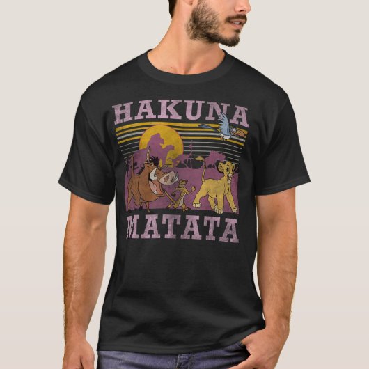 T-shirt Affiche rétro délavée Disney Lion King Hakuna Mata (Devant)