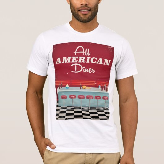 T-shirt Affiche Rétro Diner Américain (Devant)