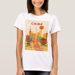 T-shirt Affiche Rétro Voyage Shanghai Chine