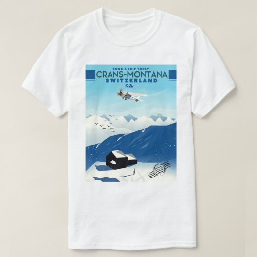 T-shirt affiche ski de crans-montana Suisse (Design devant)