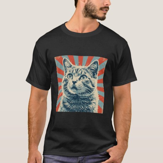T-shirt Affiche vintage chat délabrée (Devant)