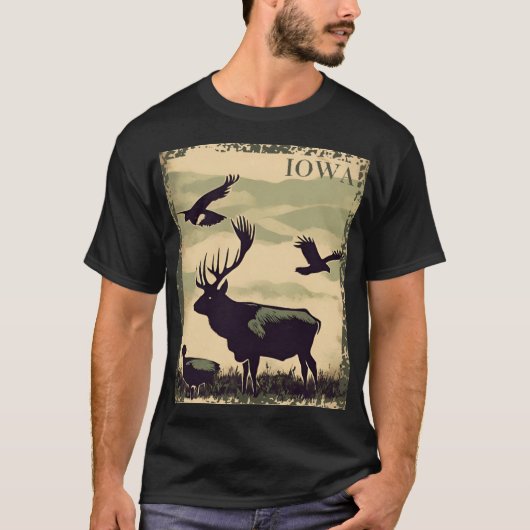 T-shirt Affiche vintage de style rustique de l'Iowa (Devant)