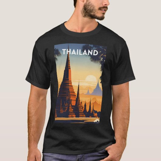 T-shirt Affiche Vintage voyage en Thaïlande (Devant)