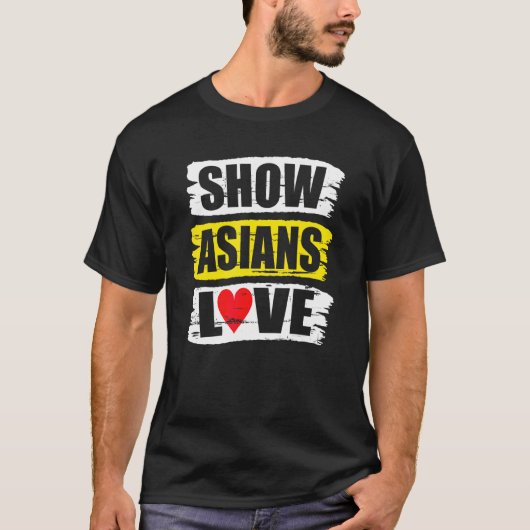 T-shirt Afficher Asians Aimer Blanc Jaune Brush Str (Devant)