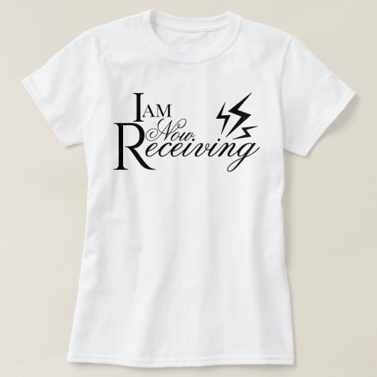 T-shirt affirmation de script esthétique "Je reçois mainte (Design devant)