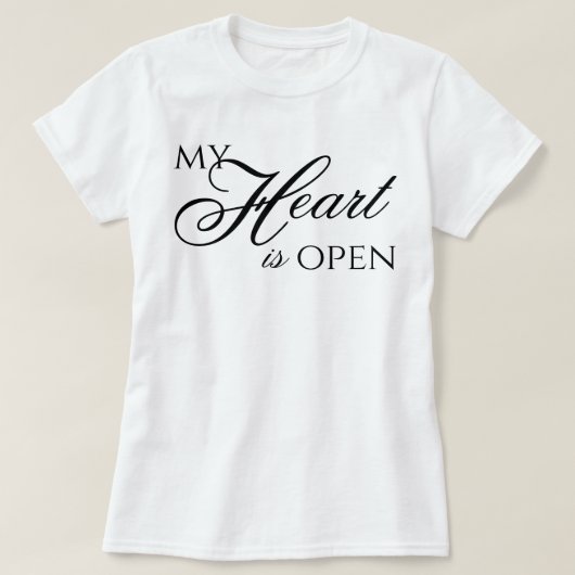 T-shirt affirmation de script esthétique "Mon cœur est ouv (Design devant)