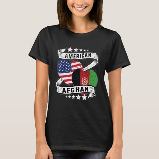 T-shirt Afghan American Half Afghan half American flag hea (Devant)