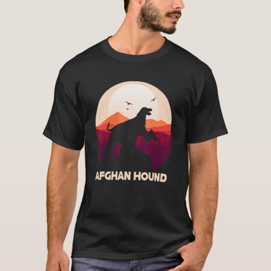 T-shirt Afghan Hound under Moon for Halloween Costume (Devant)