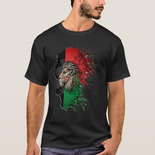 T-shirt Afghanistan Flag Lion Free Afghanistan (Devant)